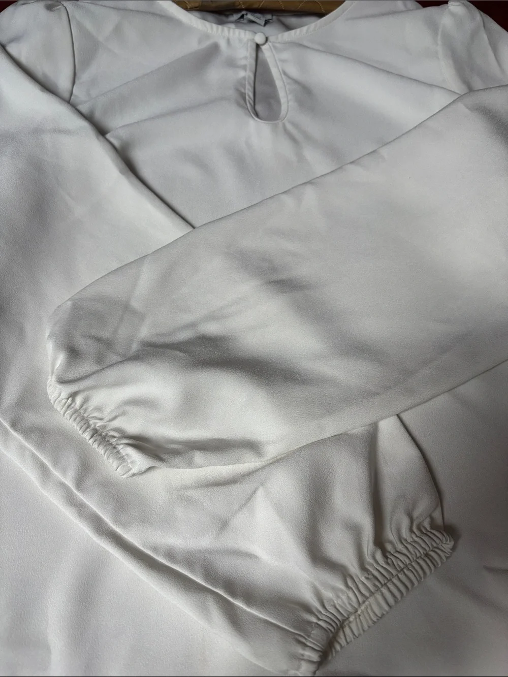 J. Crew Puff Sleeve Satin Back Crepe Top Women's Medium Keyhole Long Sleeve